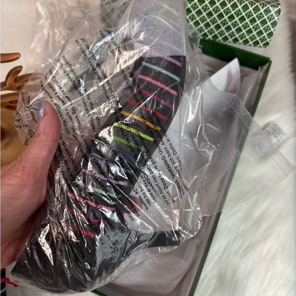 NWT Anthropologie Black Heels with Multicolor Stripes - Picture 8 of 10